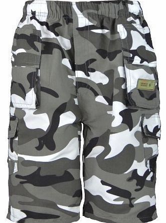 RageIT Boys Multipocket shorts in Camo Grey 3-4 Years