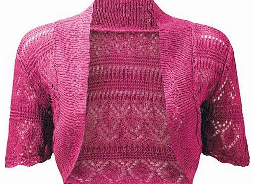 RageIT Ladies Bolero Shrug Crochet Knitted Cardigan In Sizes 8-22 (12/14, Cerise)
