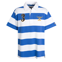 Raging Bull S/S Stripe Rugby Shirt - Cobolt/White.