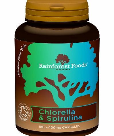 Rainforest Foods Organic Combined Chlorella and Spirulina Capsules 400mg Pack of 180