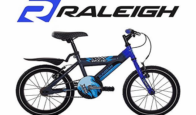 Raleigh / Sunbeam MX16 16`` Childrens Bike - Boys - Blue and Grey - New Range (10`` Frame)