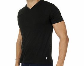 2 pack black pure cotton V-neck T-shirt