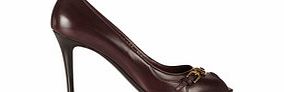 Belcia brown leather peep-toe heels