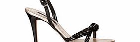 Mila black leather knot heeled sandals