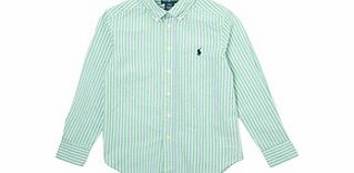 Green striped cotton shirt S-L