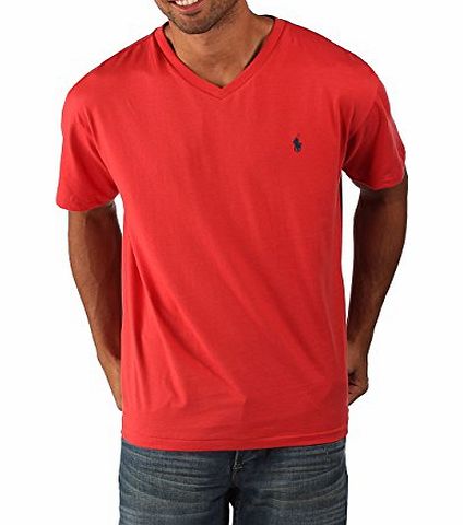 Mens T-Shirt Classic V-Neck Deep Red - X-Large