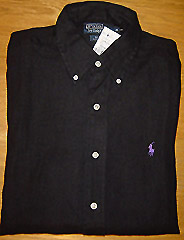 Polo - Classic-fit Long-sleeve Black Shirt With Polo Player Embroidery