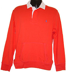 Polo - Long-sleeve Plain Rugby-shirt With Contrast Collar