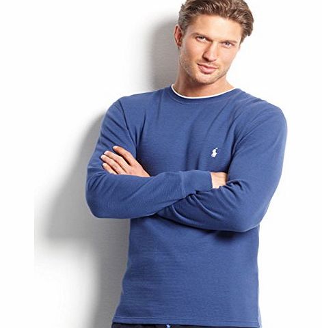 Polo Ralph Lauren Long-Sleeved Waffle-Knit Crewneck Thermal in Blue (X-Large)