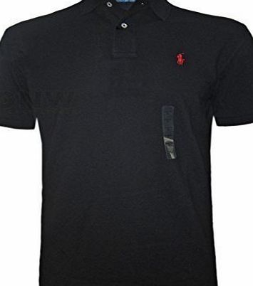 Ralph Lauren  MENS POLO T SHIRT ALL COLOURS XS/S/M/L/XL/XXL CLASSIC FIT (XXL, Black - Red Logo)