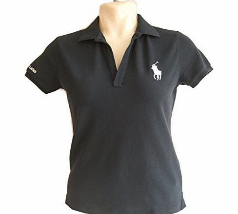 Sport Ladies Volley Polo Shirt (Large, Black)