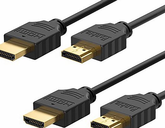 Rankie HDMI Cable, Rankie 2-Pack 1.8m High-Speed HDMI HDTV Cable - Supports Ethernet, 3D, 4K and Audio Return (Black) - R1108