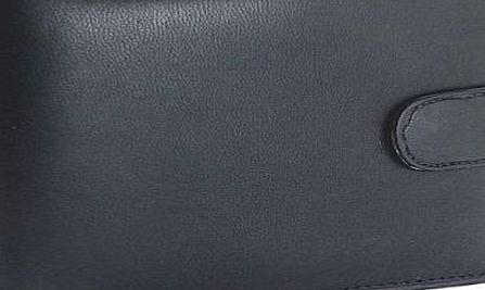 RAS WALLETS Mens High Quality Luxury Soft Black Leather Tri Fold Wallet - Id Window - Credit Debit Card Holder - Coin Pocket (Black)
