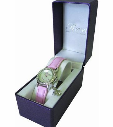 Ravel Guardian Angel with Presentation Gift Box Womens Quartz Watch with White Dial Analogue Display and Pink PU Strap J-NW092G