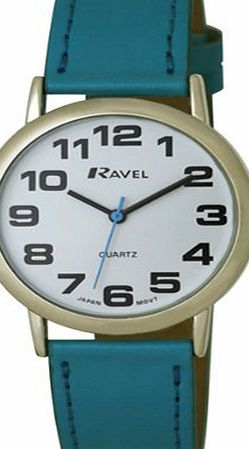 Ravel Large Case Fashion on PU Strap Womens Quartz Watch with White Dial Analogue Display and Red Plastic Strap R0120.10.1