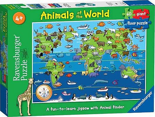 Ravensburger Puzzle 60 Pieces Animals of the World Giant Floor Puzzle