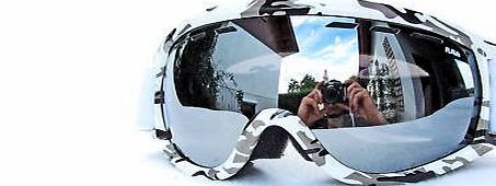 RAVS  Ski and snowboard goggles with double glass, helmet compatible silver smoke mirror UNISEX