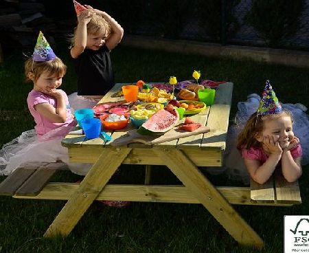 Rawgarden Childrens Picnic Table Sandpit Wooden kids 4 seater garden bench set - fsc 100