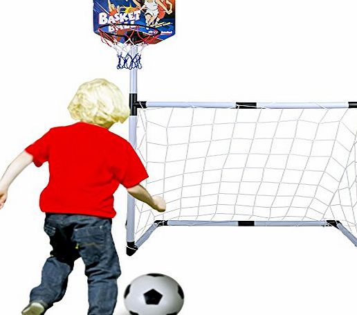 Rayinblue Indoor Outdoor Children Kids Boys Junior Football Basketball Hoop And Stand Ball Pump Backboard Set Fun Toys Activities Baby Sports Christmas Gift