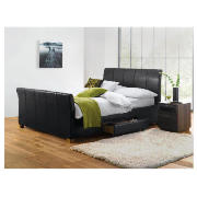 Double Bed Black Faux Leather with 4