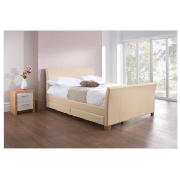 King Bed Cream Faux Leather with 4 Drawers