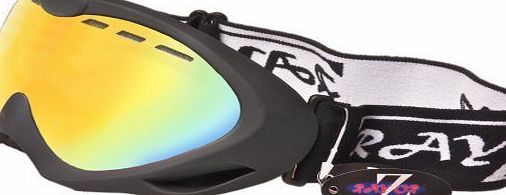 Rayzor 2013 Rayzor Professional UV400 Double Lensed Ski / SnowBoard Goggles, With a Matt Black Frame and an Anti Fog Coated, Vented Gold Iridium Mirrored Anti-Glare Wide Vision Clarity Lens.