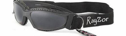 Rayzor Professional UV400 GunMetal Grey 2 In 1 Cycling - MTB Sunglasses / Goggles, With an Anti Fog Treated Smoked Anti-Glare Clarity Lens and a Detachable Elasticated Headband amp; Inner Foam Paddin