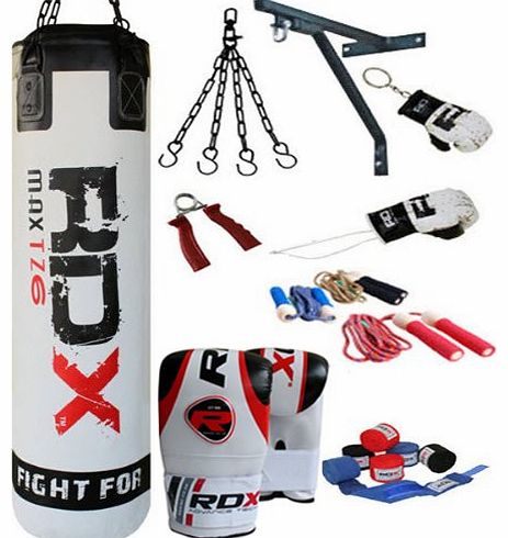 RDX Authentic RDX 13PC Professional Boxing Set 5ft Filled Heavy Punch Bag,Gloves,Bracket MMA