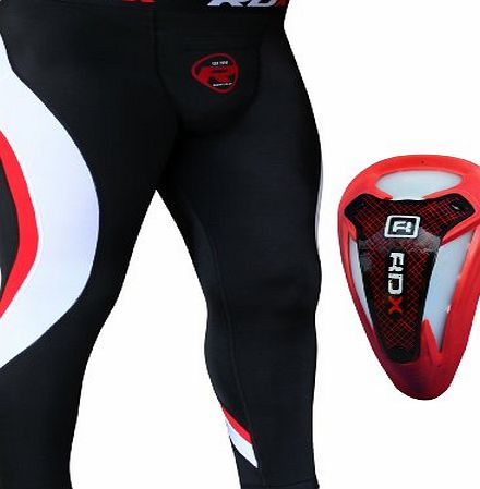 RDX Authentic RDX Compression Pants amp; Gel Groin Cup Guard MMA Boxing UFC Mens Tights Muay Thai