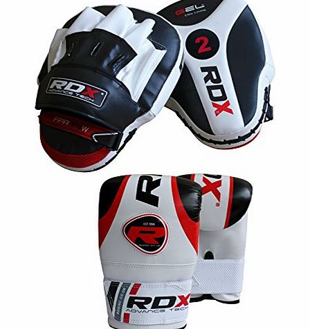 RDX Authentic RDX Curved Focus Pads Mitts With Boxing Gloves Hook and Jab Punch Bag Kick MMA P