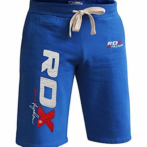 RDX Authentic RDX Pro Fleece Shorts UFC MMA Gym Bottoms Mens Sports Gym Pants Boxing Running Blue