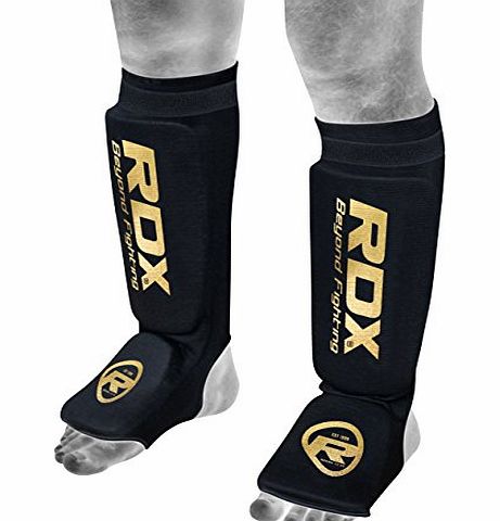 RDX Authentic RDX Shin Instep Pads MMA Leg Foot Guards Muay Thai Kick Boxing Guard Protector Black
