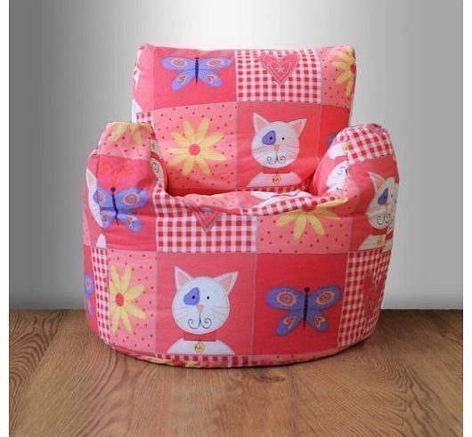 Ready Steady Bed Childrens Filled Bean Chair Kitty Patchwork