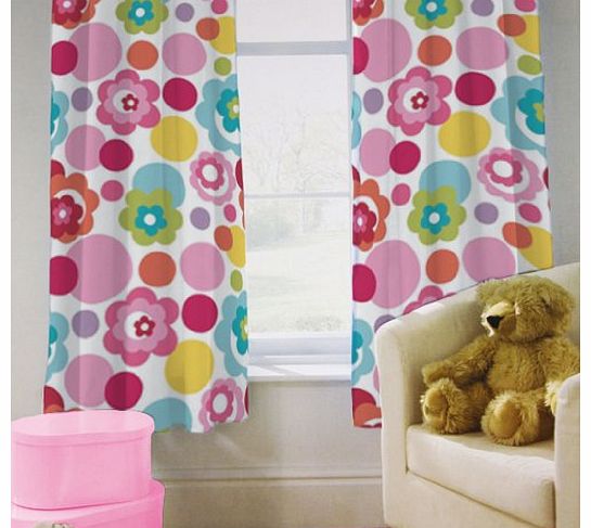 Curtains 66`` x 54`` Flower Dot with Tie Backs