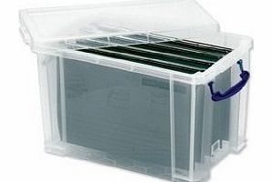 Really Useful Filing Box Plastic with 10 Foolscap Suspension Files 24 Litre W270xD465xH290mm Ref 24C