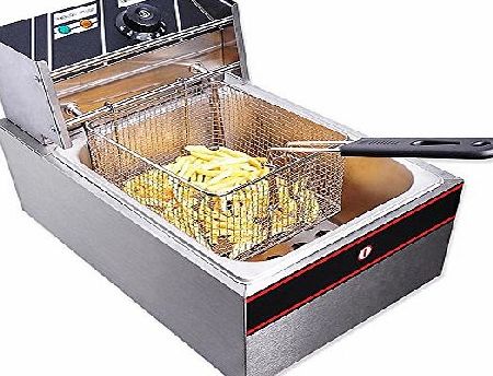 ReaseJoy 6 Litre Commercial Electric Countertop Stainless Steel Single Tank Deep Fryer 2500W Restaurant