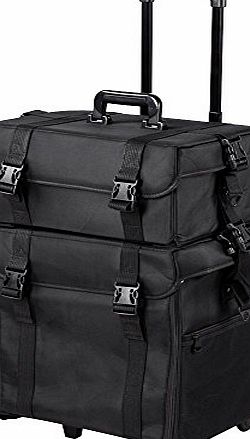 ReaseJoy Pro 2-in-1 Soft Oxford Trolley Cosmetic Bag Rolling Makeup Case Portable Organizer Box on Wheels