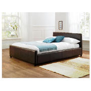 Brown Faux Leather Double Bedstead