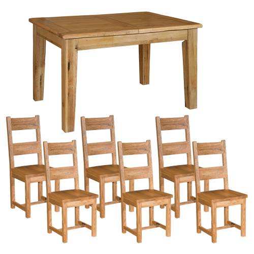 Reclaimed Oak Small Dining Set   Wooden Chairs