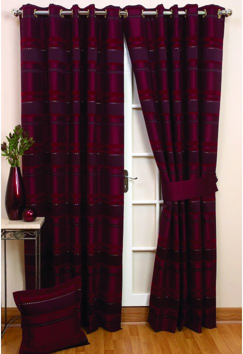 Rectella Alexis Wine Lined Eyelet Curtains