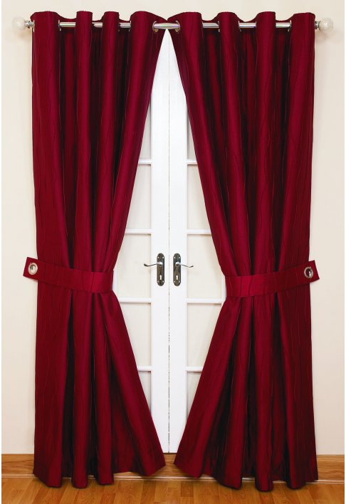 Jazz Red Lined Eyelet Curtains