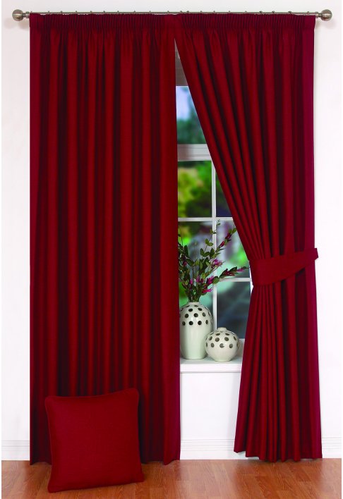 Rectella Peru Red Lined Curtains