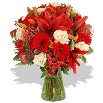 Red and Peach Bouquet - flowers