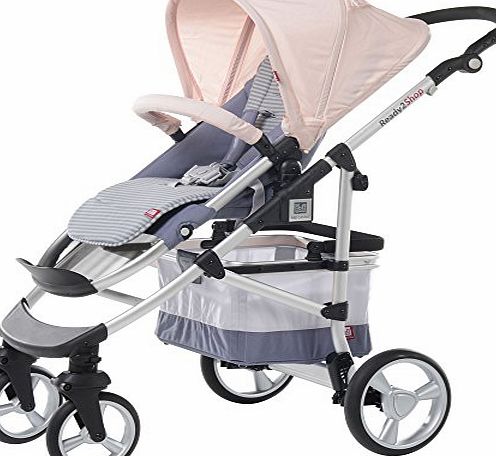 Red Castle Ready2Shop Newborn, Infant amp; Toddler Stroller Pink/Grey/Navy Baby Girls Pram Collapsible Reversible Kids Pushchair Buggy Pink Canopy, Removable Shopping Basket amp; Newborn Comfort Kit