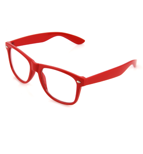 Red Clear Geek Glasses