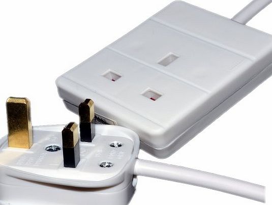 RED/GREY  1 m 13 A 240 V UK Mains Electrical Cable Extension Lead - White