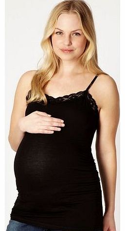 Red Herring Maternity Womens Black Lace Trimmed Jersey Maternity Camisole 12