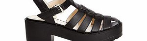 Black chunky sole huarache sandal