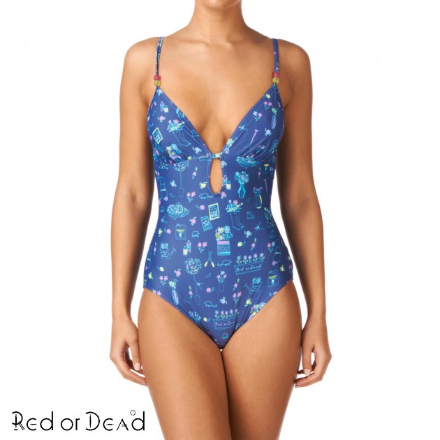 Red or Dead Womens Red or Dead Night Garden Swimsuit - Navy
