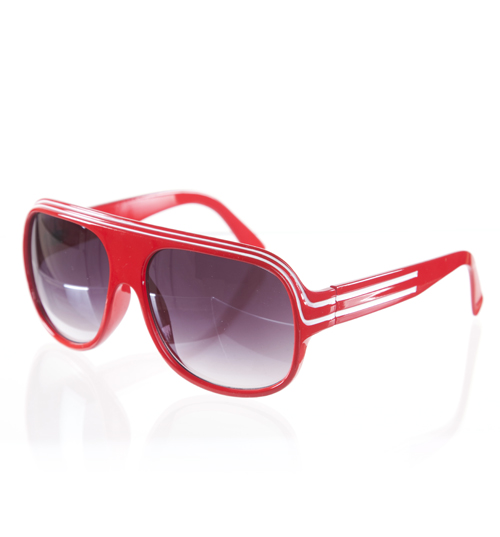 Red Retro Millionaire Aviator Sunglasses